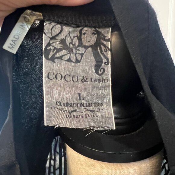 Coco & Tashi Sequins Pocket Sheer Back Black Shirt L - Picture 9 of 9